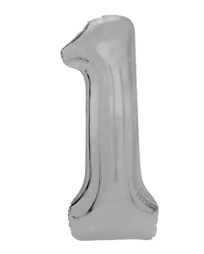 34" Balloon Numbers - Matte Silver - Winner Party