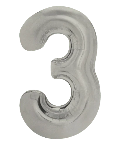 34" Balloon Numbers - Matte Silver - Winner Party