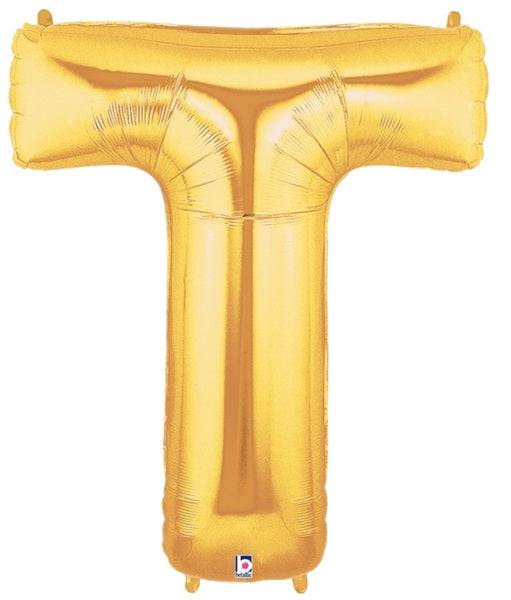 34" Megaloon Letter T - Gold - Betallic