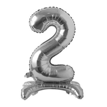 34" Standing Number Balloon - Silver - Winner Party