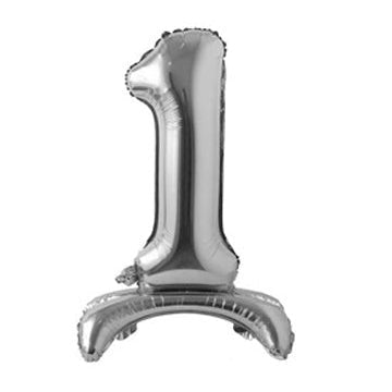34" Standing Number Balloon - Silver - Winner Party
