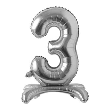 34" Standing Number Balloon - Silver - Winner Party