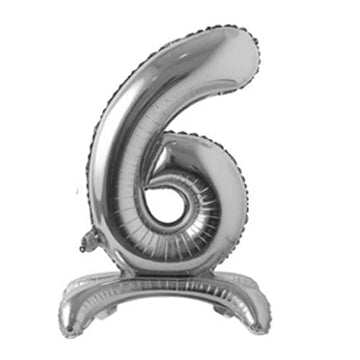 34" Standing Number Balloon - Silver - Winner Party