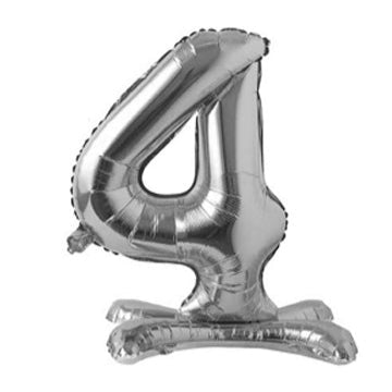 34" Standing Number Balloon - Silver - Winner Party