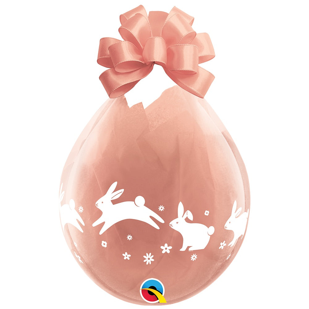 Hopping Bunnies - Diamond Clear Neck-up 18″ Latex Balloons (25 count)