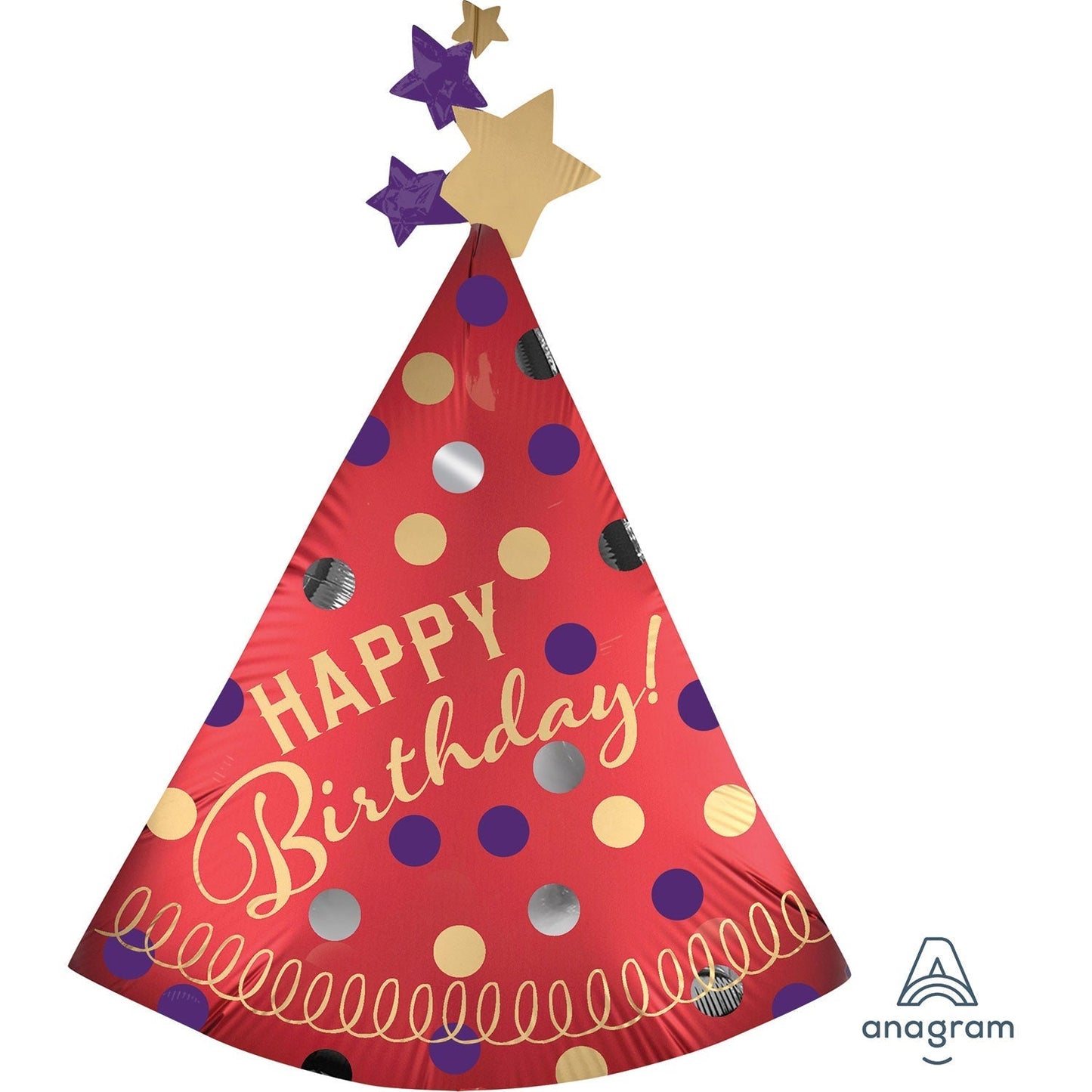 36" Red Satin Birthday Party Hat (5ct) - Anagram