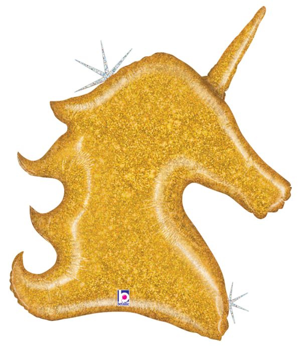 38" Glitter Gold Unicorn - Betallic