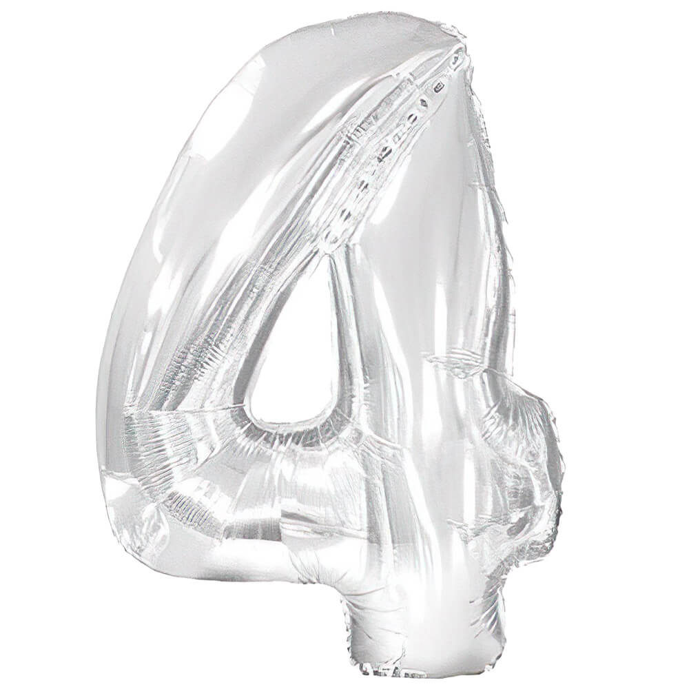 Number 4 - Silver 38″ Balloon