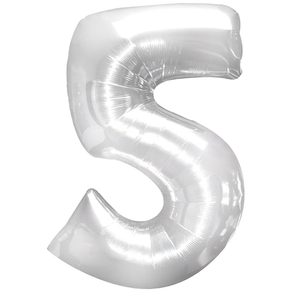 Number 5 - Silver 38″ Balloon
