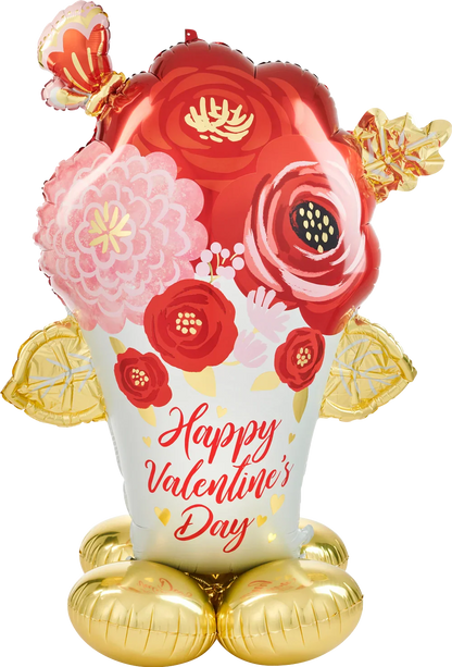 Happy Valentine's Day Airloonz Flower Bouquet Balloon