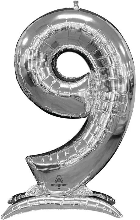 Number 9 Silver Standing 50″ Balloon