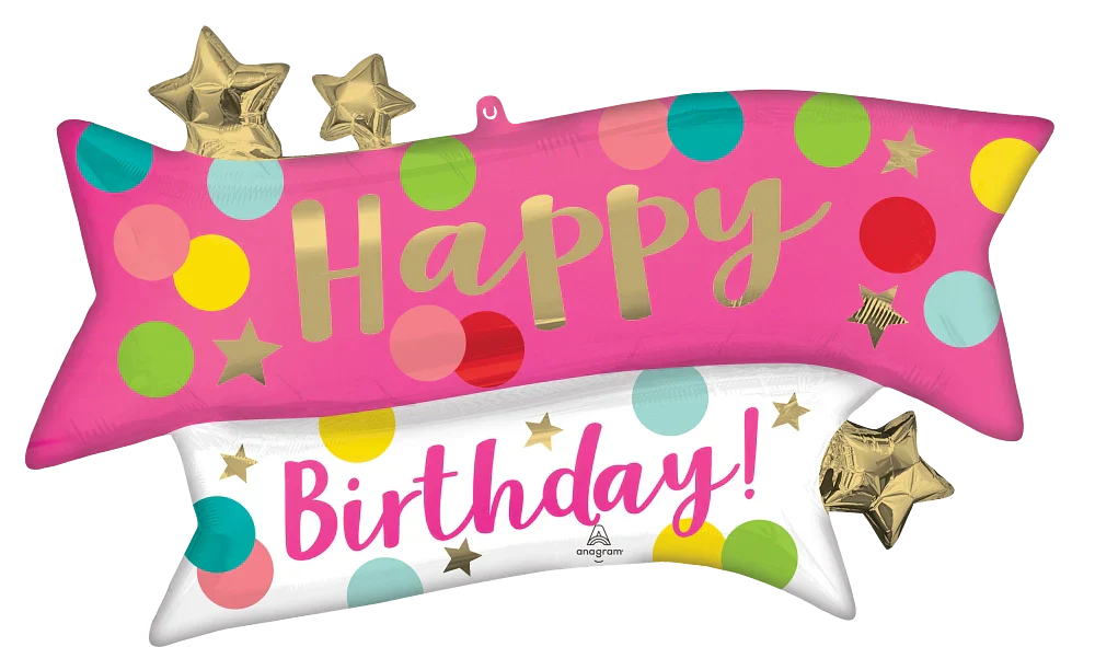 Happy Birthday Pink Confetti 38″ Balloon