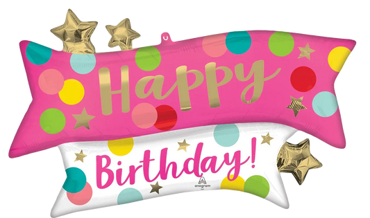 Happy Birthday Pink Confetti 38″ Balloon