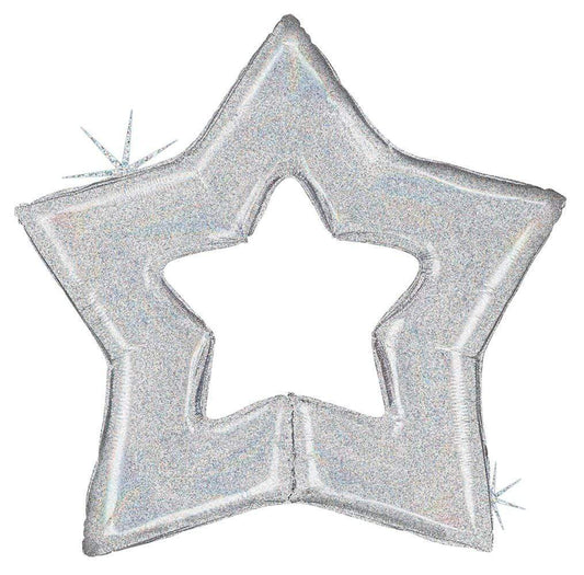48" Open Star Holographic - Silver - Betallic
