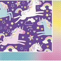 5" Beverage Napkins - Rainbow Unicorn (16ct) - Unique