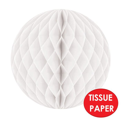 Tissue Ball White 12" Honeycomb Decoration