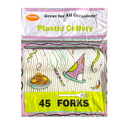 6" Plastic Forks - White (45ct) - Axxion