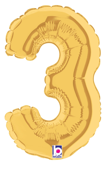 7" Megaloon Jr. Number 3 - Gold (5ct) - Betallic