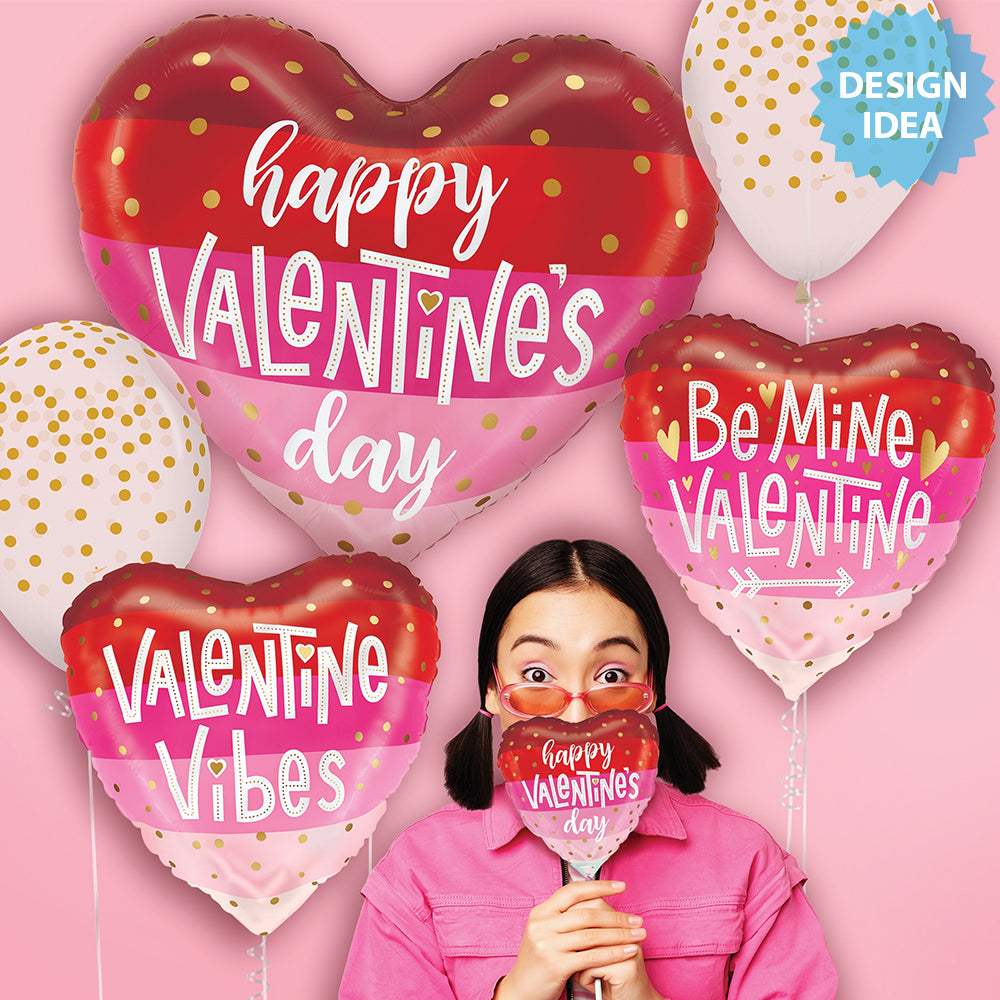 Satin Stripes Happy Valentine's Day Heart 24″ Balloon