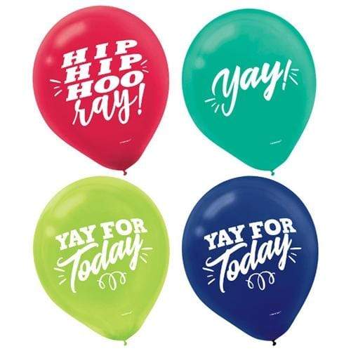Amscan Latex Signs of the Times Yay! Hooray! 12″ Latex Balloons (6)