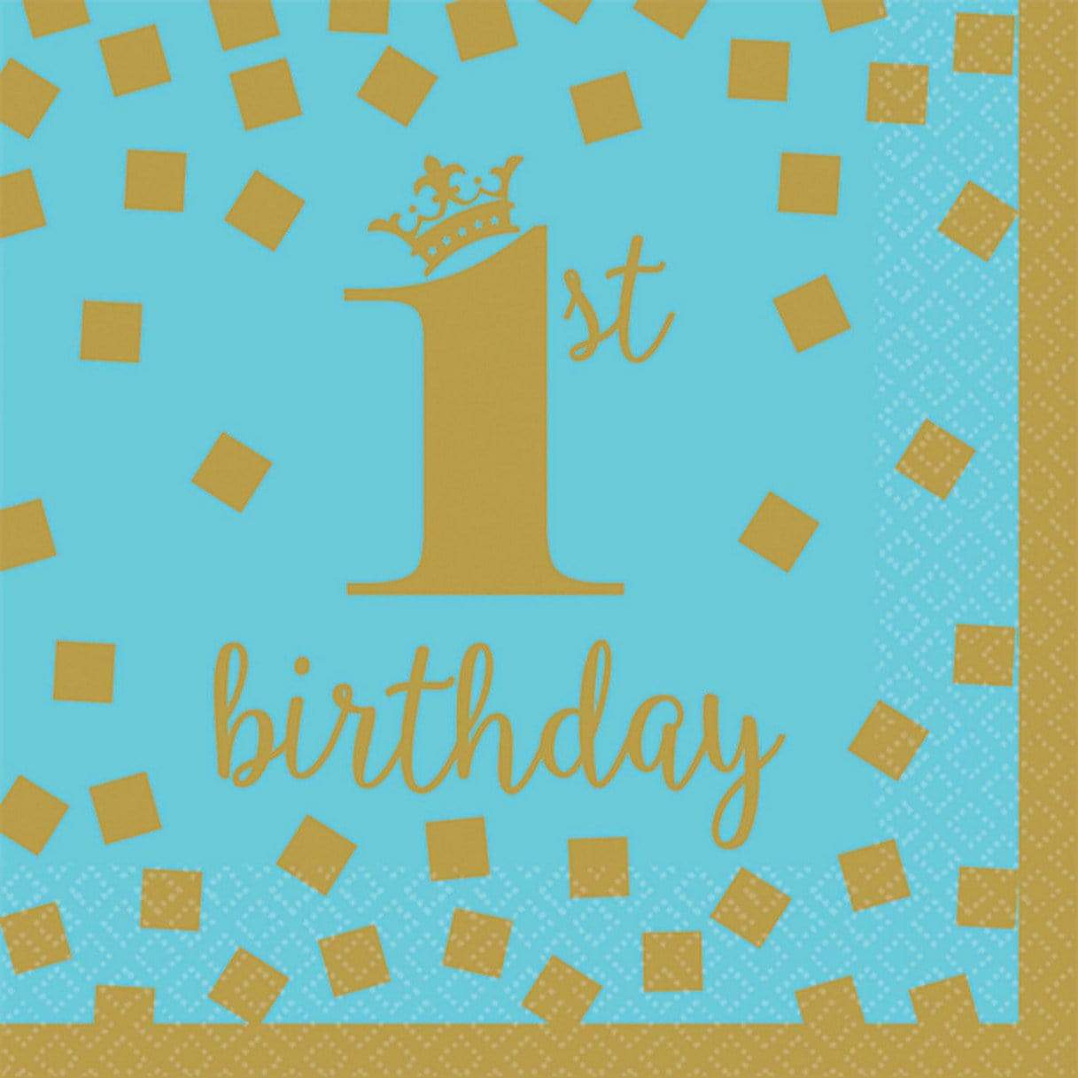 Amscan Party Supplies 1st Bday Boy Gold Beverage Napkins (16 count)