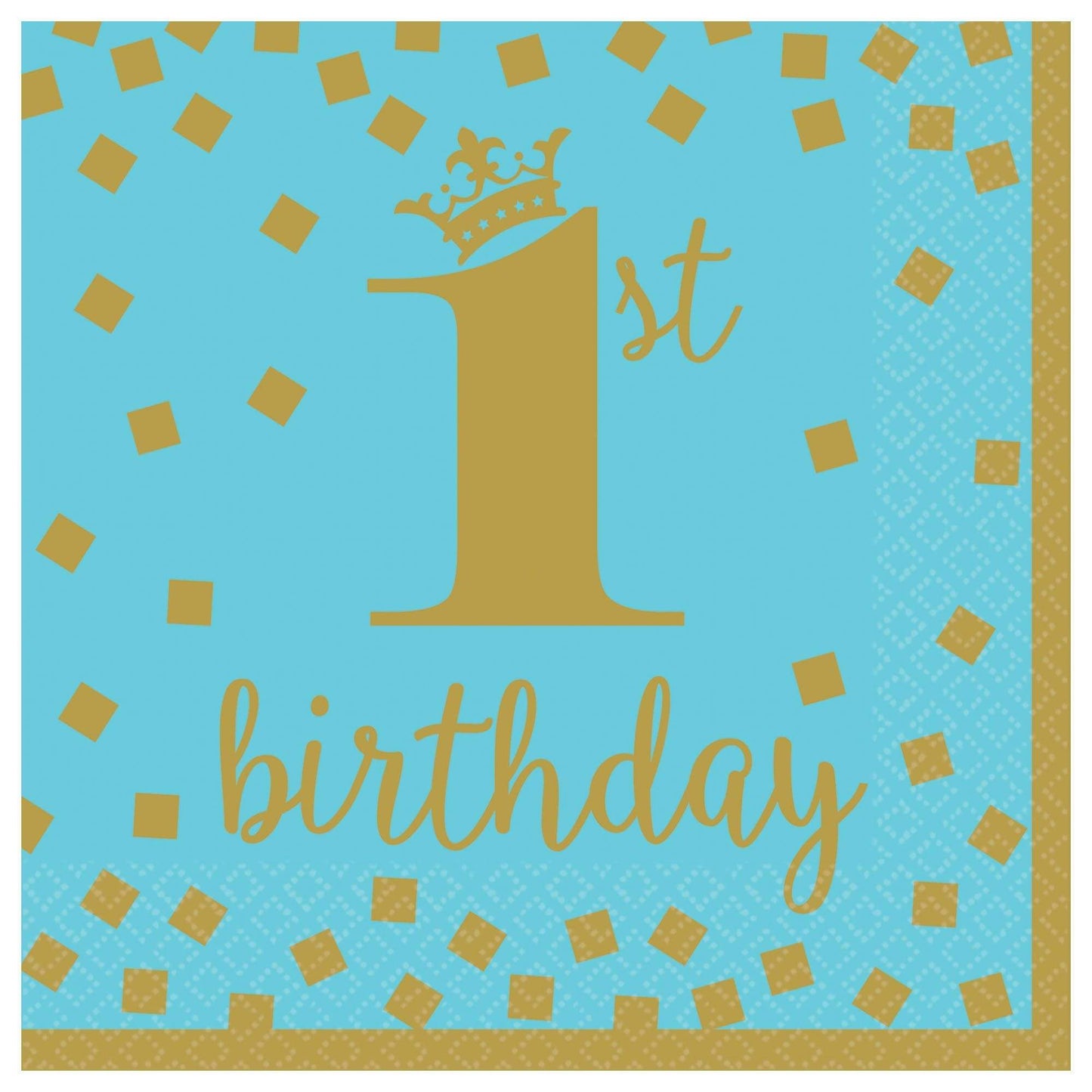 Amscan Party Supplies 1st Birthday Boy Gold Large Napkins (16 count)