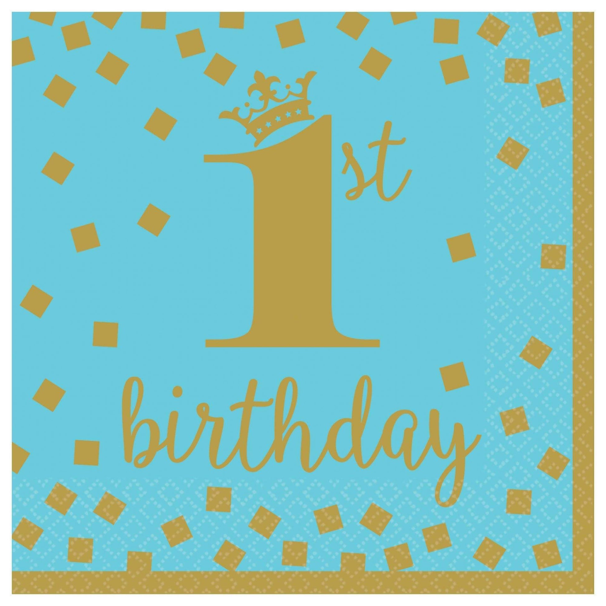 Amscan Party Supplies 1st Birthday Boy Gold Large Napkins (16 count)