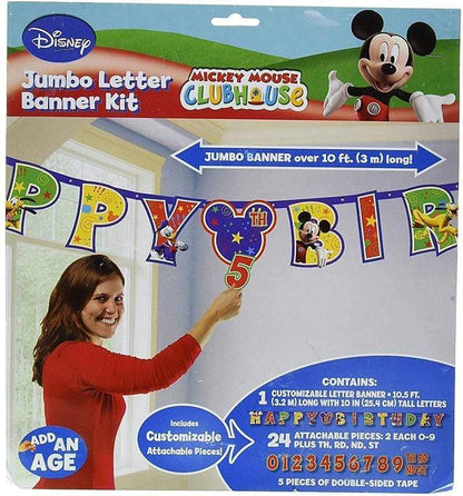 Amscan Party Supplies Disney Mickey on the Go Jumbo Add-An-Age Letter Banner