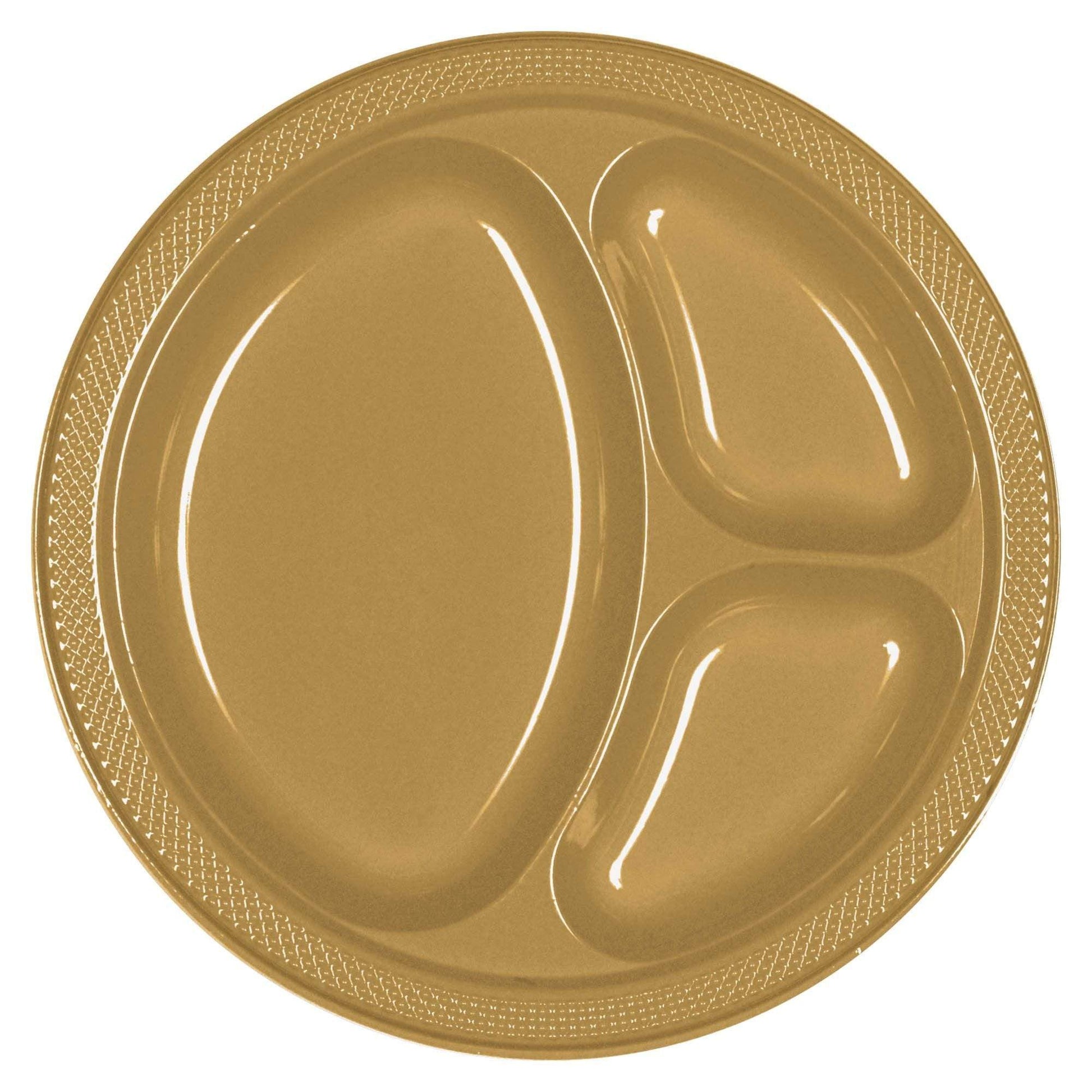 Amscan Party Supplies Gold 10.25in Divided Plate 20ct 25″ (20 count)