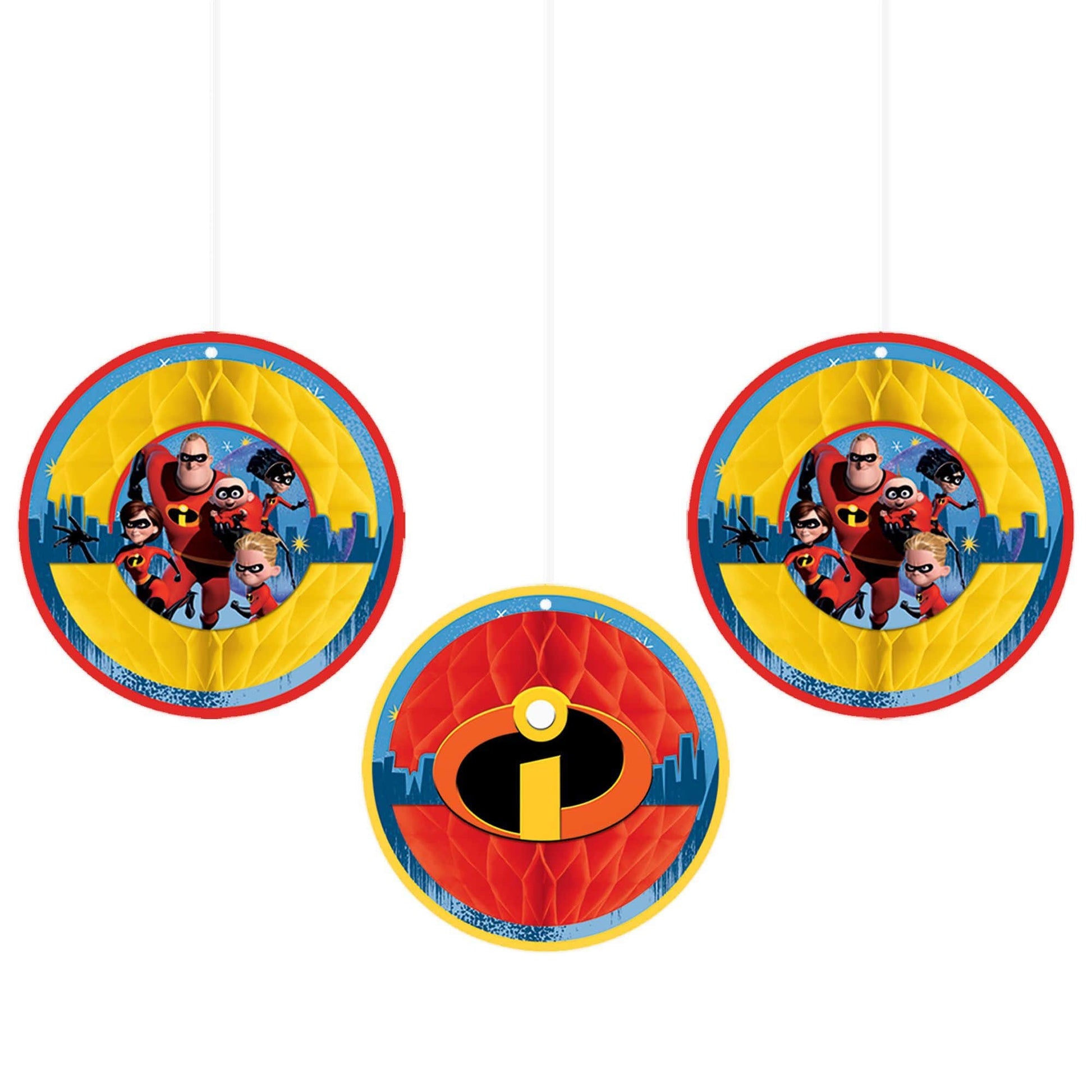 Amscan Party Supplies Incredibles 2 Honeycomb Decorations (3 count)