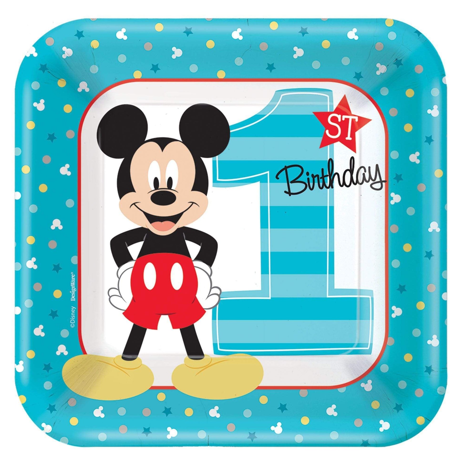 Amscan Party Supplies Mickey Fun One Square Plates 7″ (8 count)