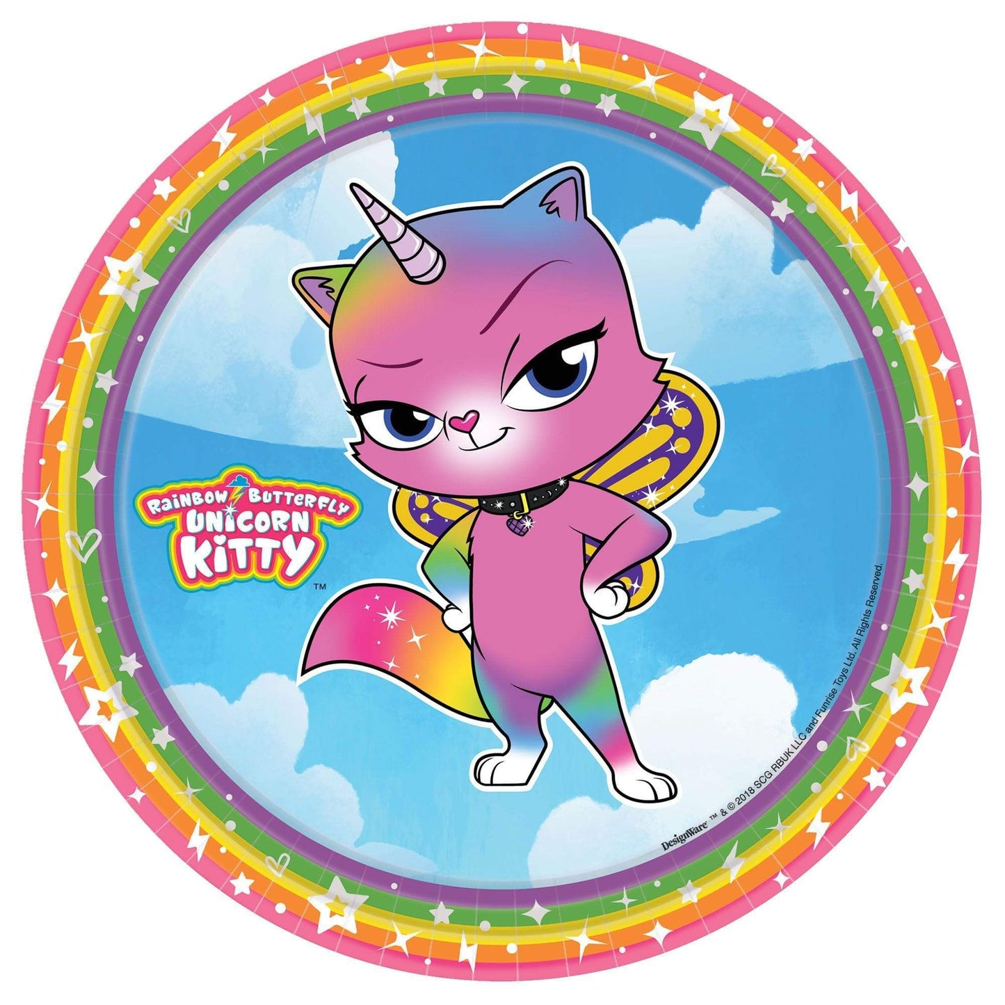 Amscan Party Supplies Rainbow Butterfly Unicorn Kitty 7" Plates 7″ (8 count)