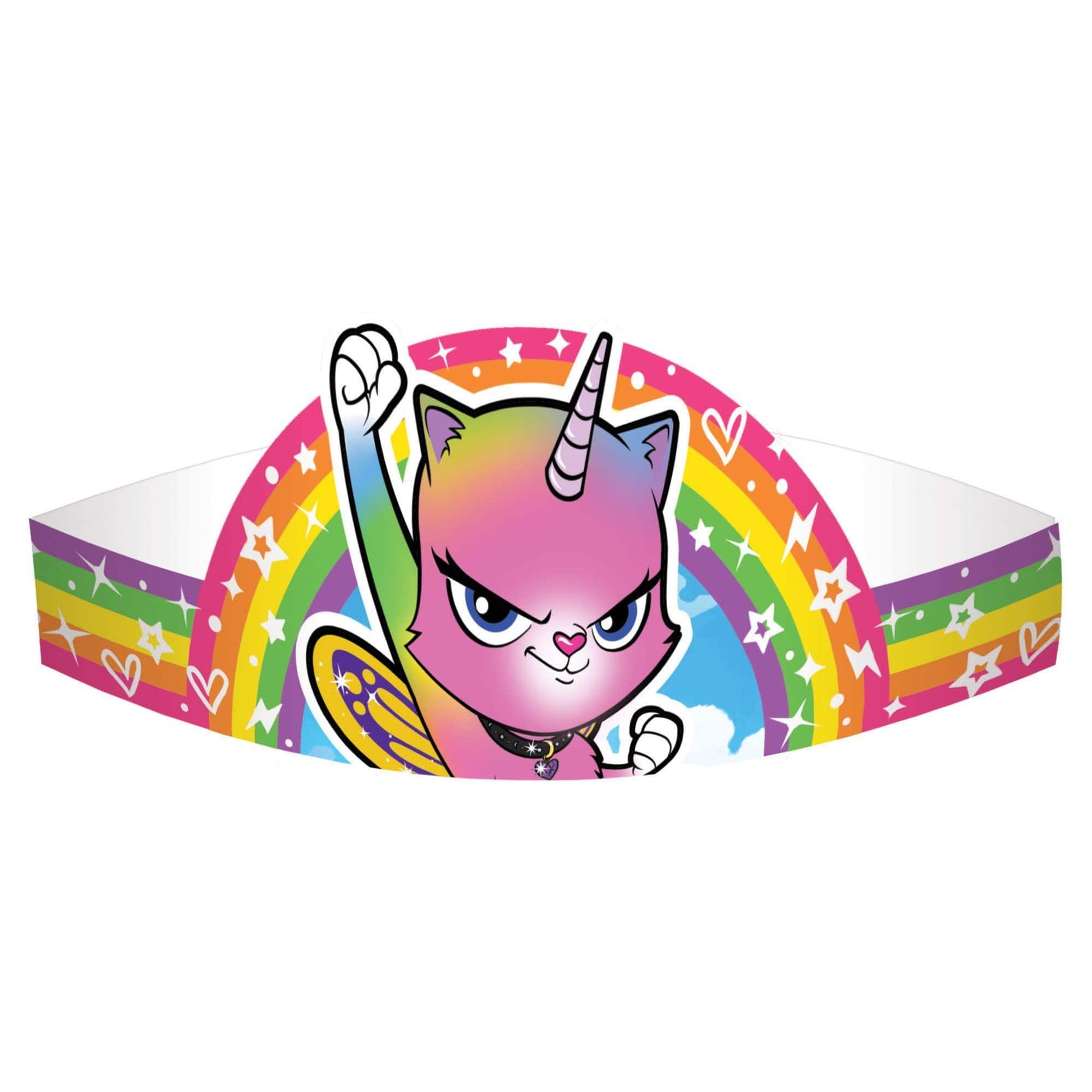 Amscan Party Supplies Rainbow Butterfly Unicorn Kitty Paper Party Crowns (8 count)