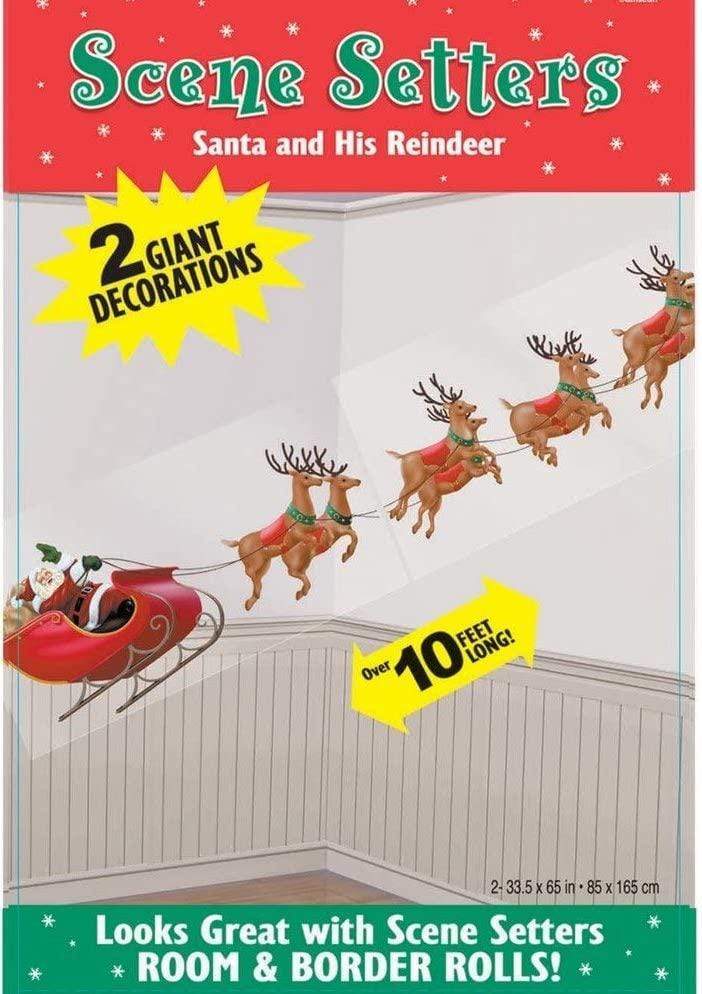 Amscan Party Supplies Santa and Reindeer Christmas Scene Setter Backdrop