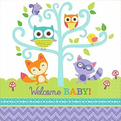 Amscan Party Supplies Woodland Welcome Baby Beverage Napkins