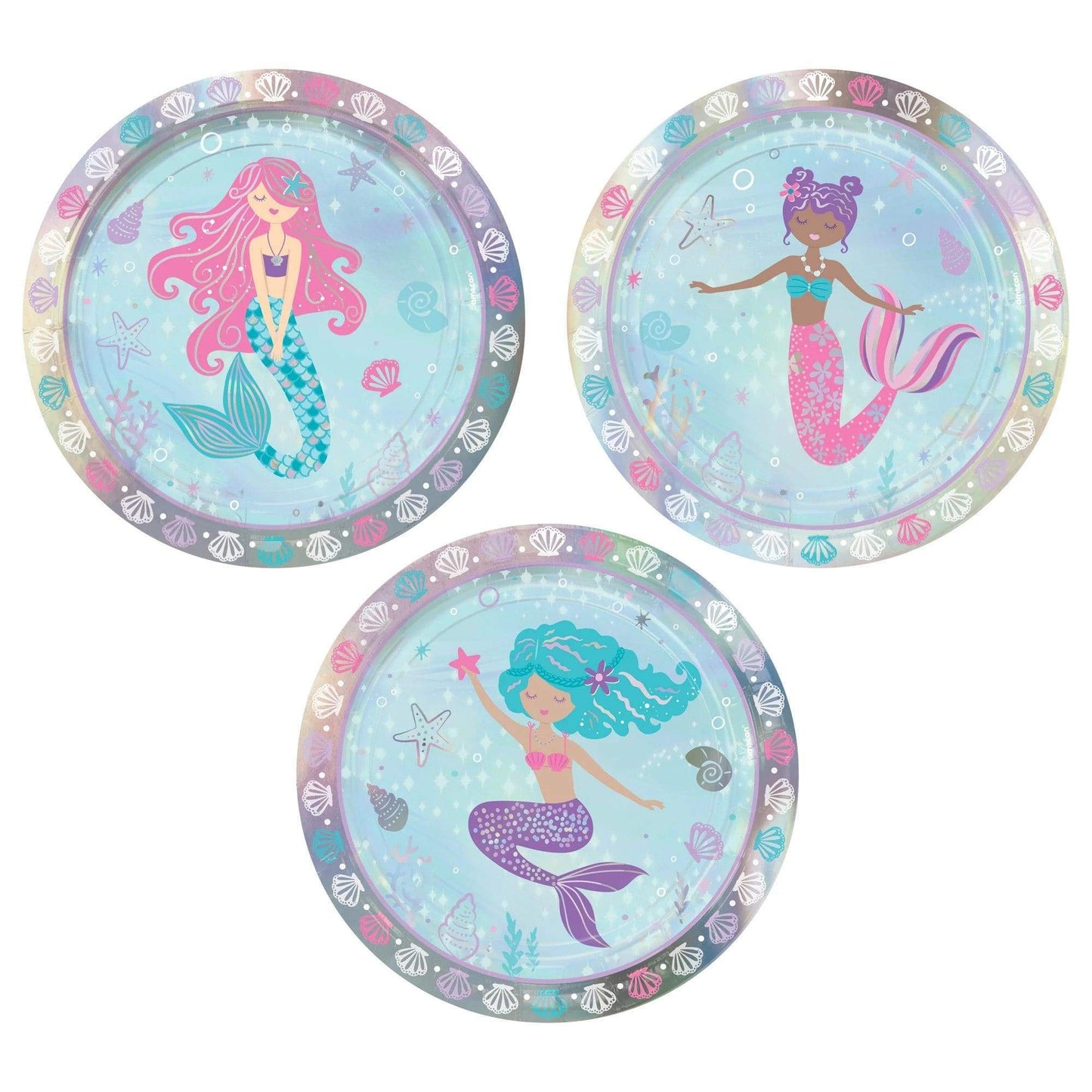 Amscan Shimmering Mermaids Plates 7″ (8 count)