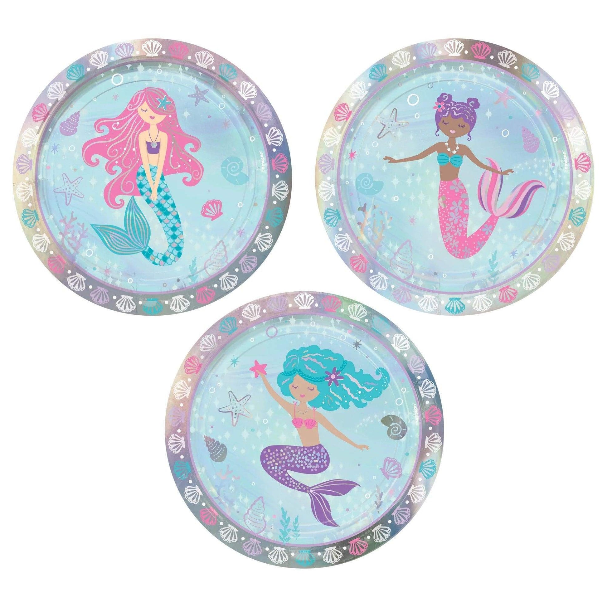 Amscan Shimmering Mermaids Plates 7″ (8 count)