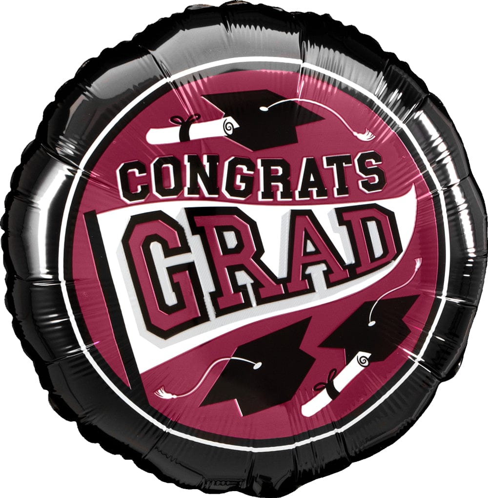 Anagram Congrats Grad Black & Burgundy 18″