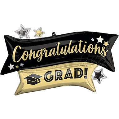 38" Congratulations Grad Gold & Black Banners - Anagram