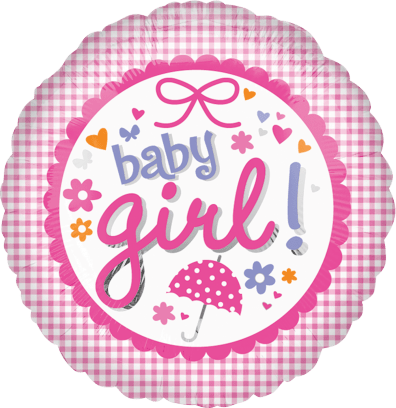 Anagram Mylar & Foil 18" Baby Girl Gingham Foil Balloons