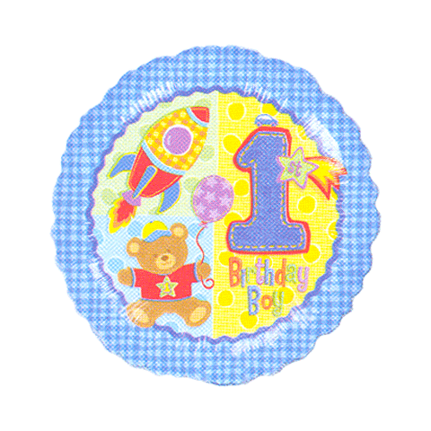 18" Hugs and Stitches 1st Birthday Boy Foil Balloon