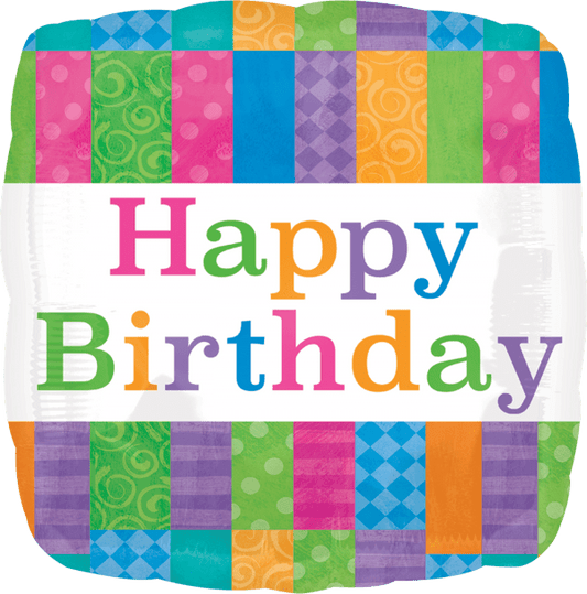 Anagram Mylar & Foil 18" Pattern Happy Birthday Foil Balloons