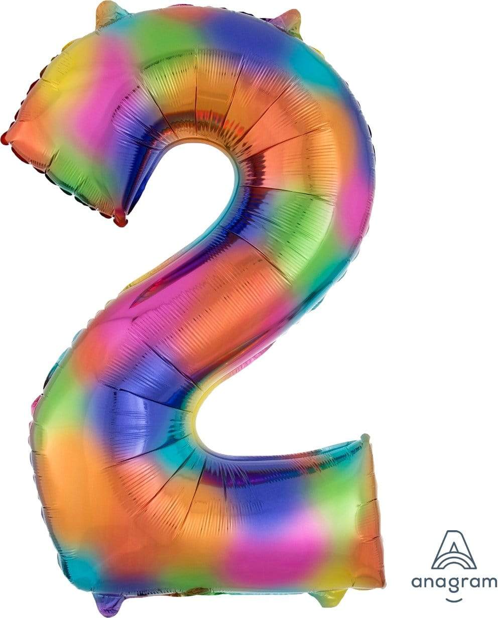 Anagram Mylar & Foil 2 Rainbow Splash 34″ Numbers
