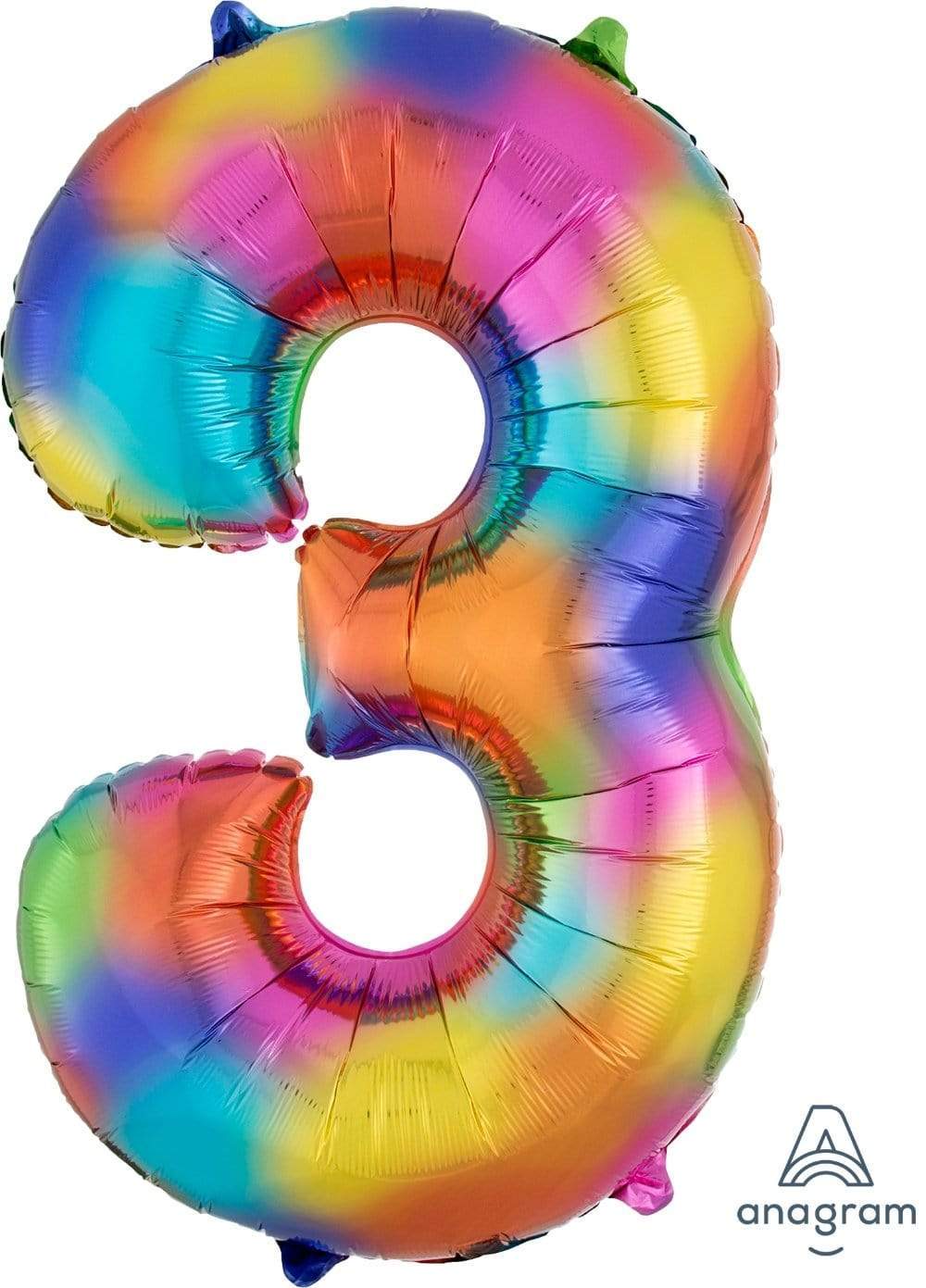 Anagram Mylar & Foil 3 Rainbow Splash 34″ Numbers