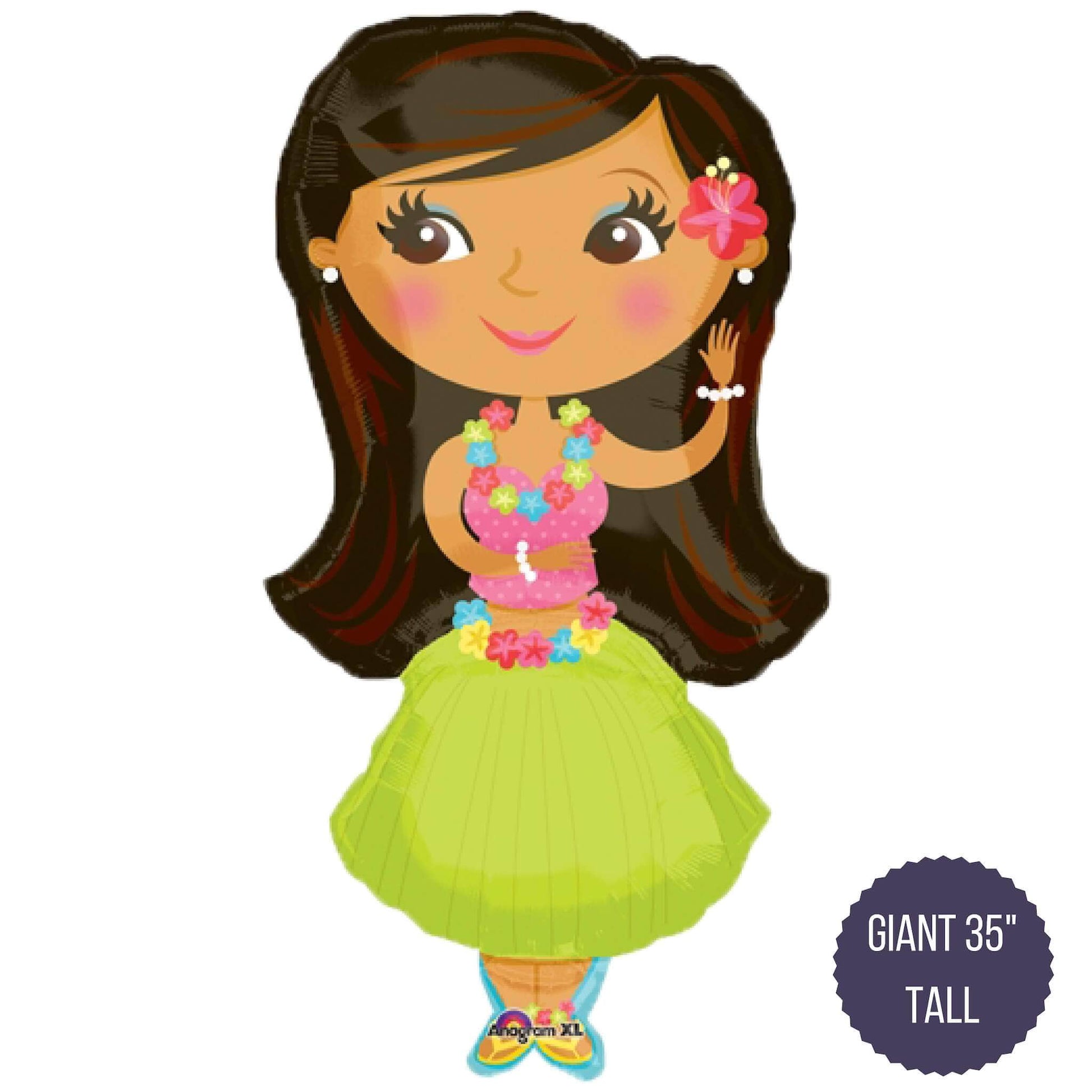 Anagram Mylar & Foil 35" Hula Girl Luau Balloon
