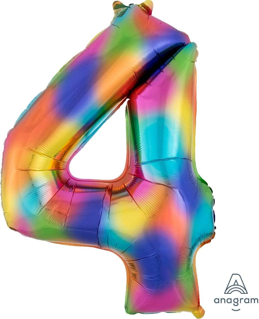 Anagram Mylar & Foil 4 Rainbow Splash 34″ Numbers