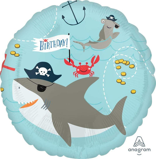 Anagram Mylar & Foil Ahoy Birthday Pirate Sharks 17″ Balloon