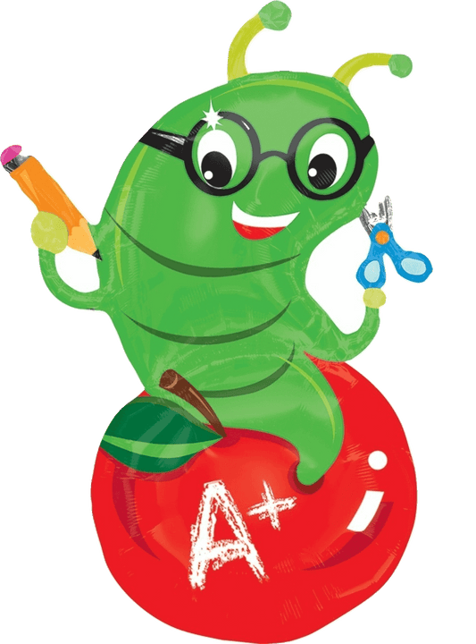 Anagram Mylar & Foil Back to School Giant 33" Worm Apple Balloon