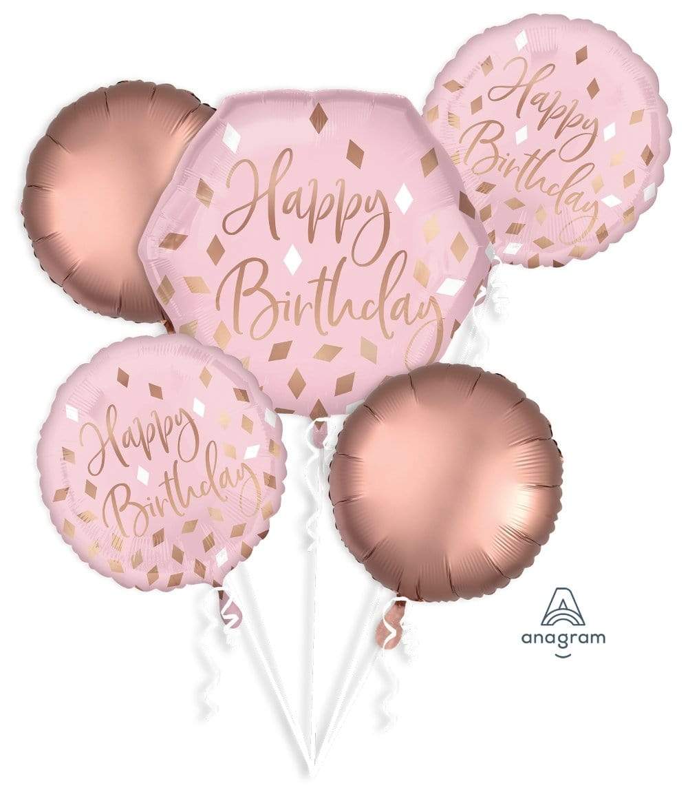 Anagram Mylar & Foil Blush Birthday Balloon Bouquet