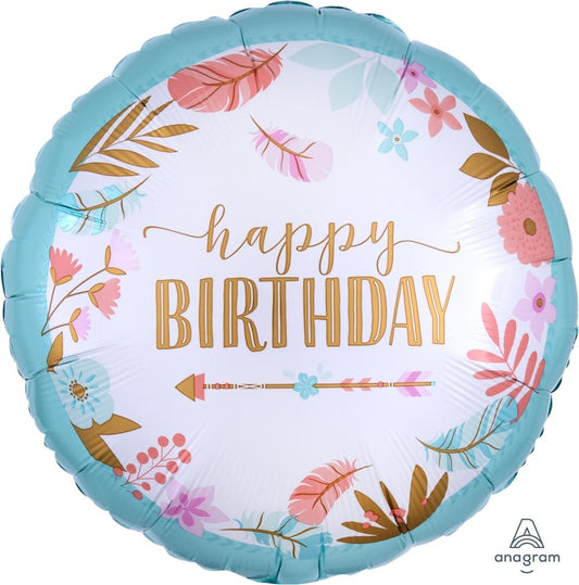 Anagram Mylar & Foil Boho Birthday Girl 17″ Balloon